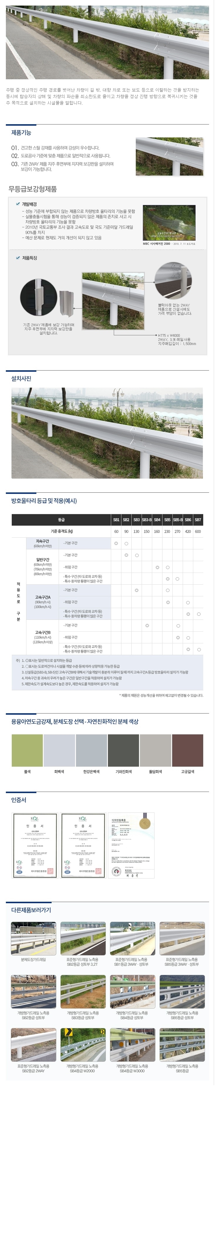표준가드레일 노측용 SB2-2WAY H725xW4000xD280