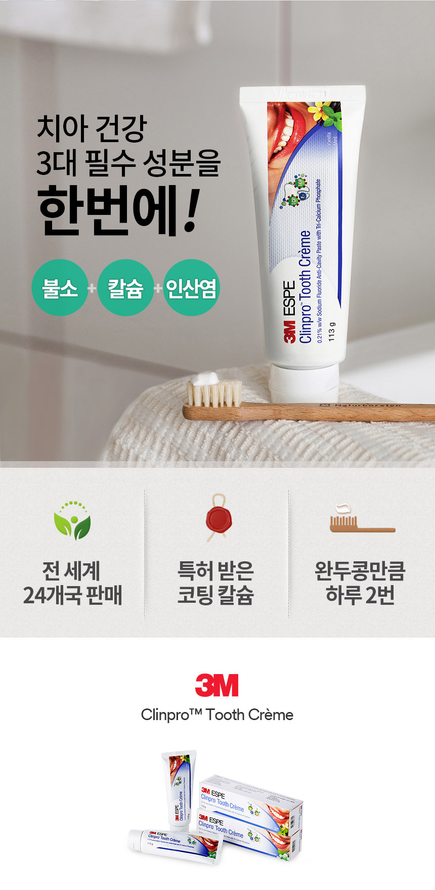 클린프로 치약(바닐라민트향/113g)