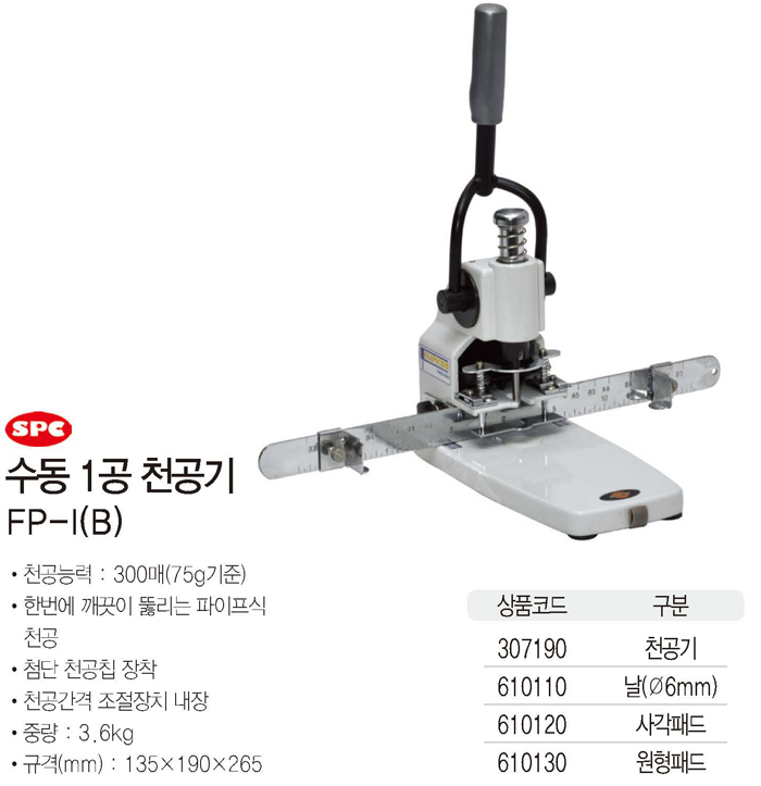 천공기원형패드(FP-I(B),DUO제본기/1개)
