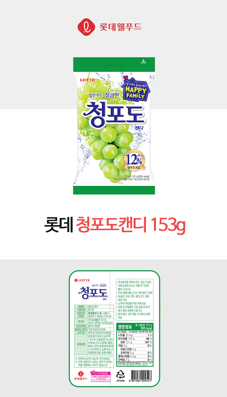 청포도사탕(153g/롯데제과)