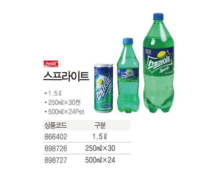 스프라이트(1.5L/PET/코카콜라)