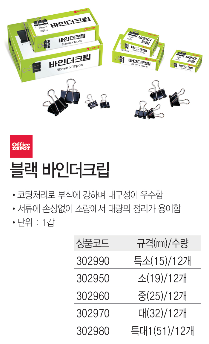 바인더크립 15mm(12pcs/흑색)