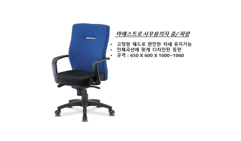 마에스트로 사무용 의자 중(파랑)