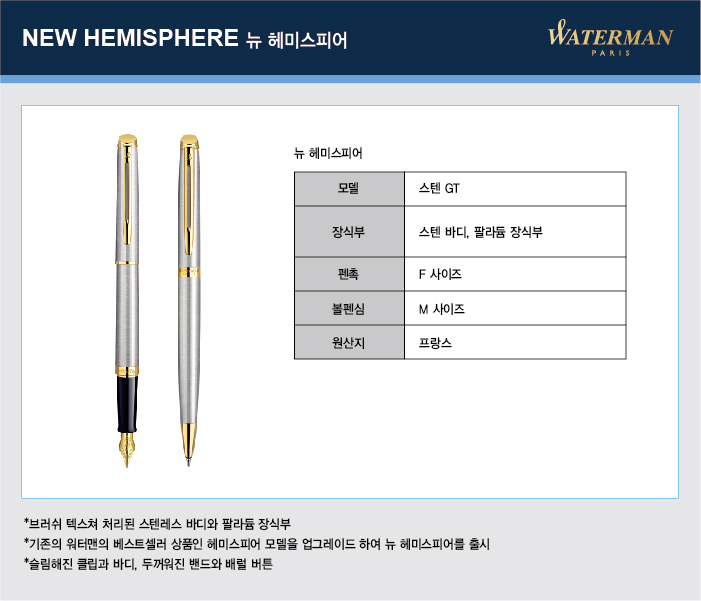 뉴헤미스피어 스텐금장 만년필(F/WATERMAN)