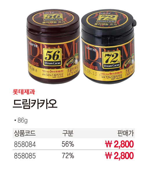 드림카카오(72%/통/롯데제과)