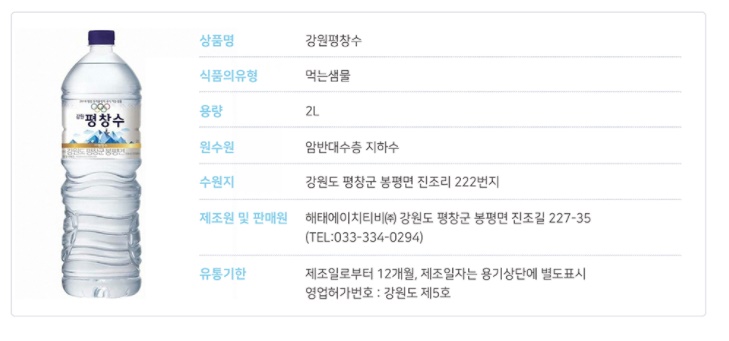 강원 평창수(2ℓX6개/해태)