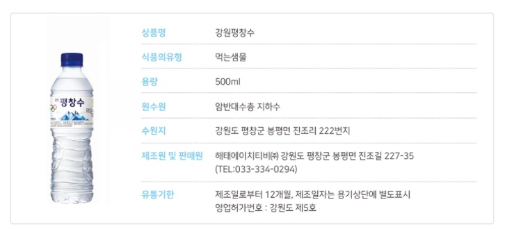 강원 평창수(500㎖X20개/해태)