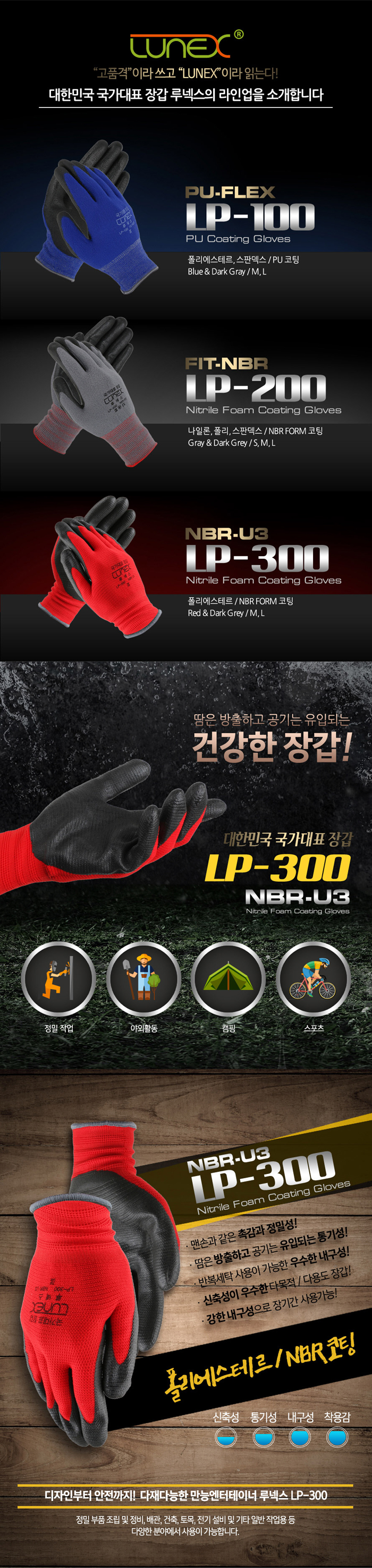 국가대표 U3안전장갑(LP-300/M/루넥스)