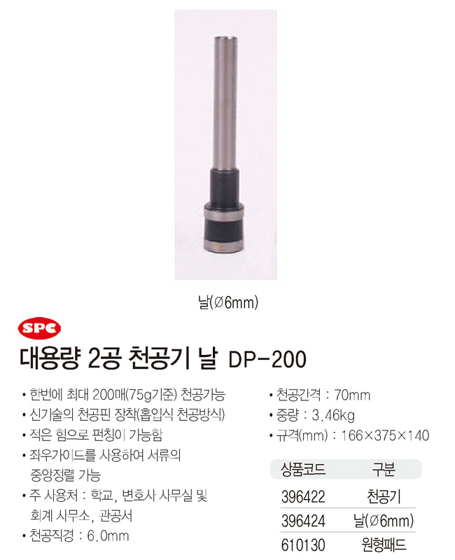 SPC)강력2공펀치날(DP-200)