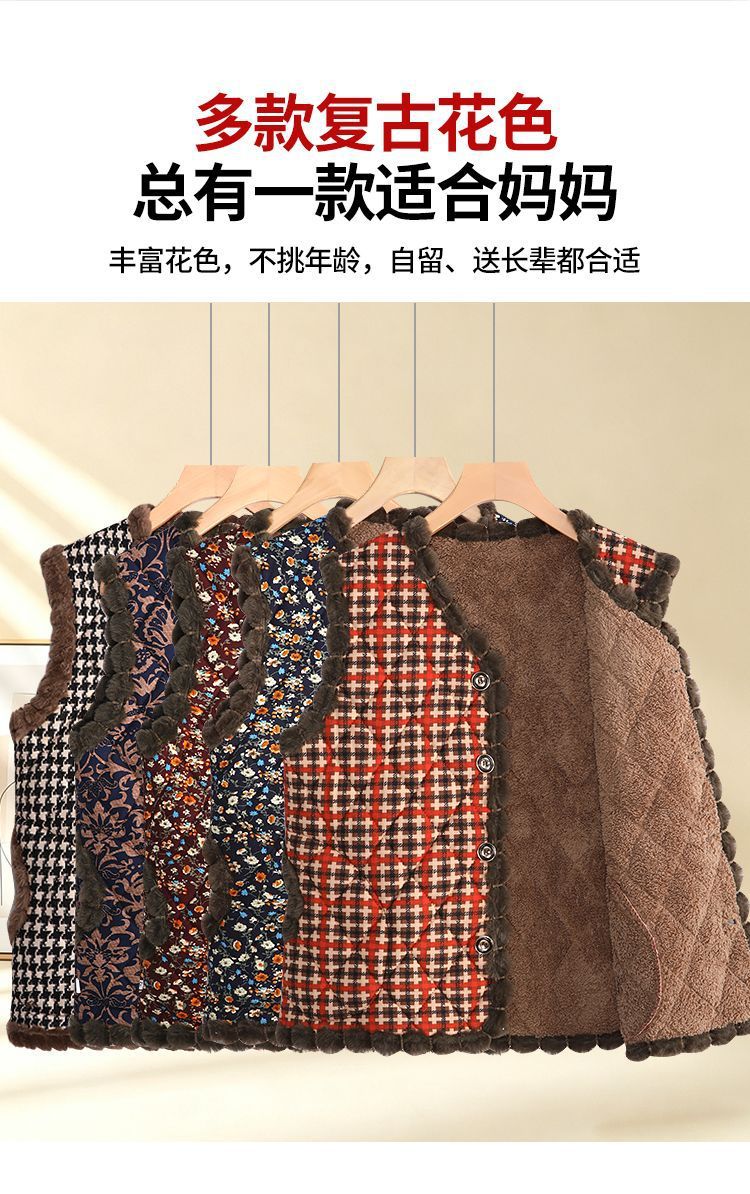 김장조끼 엄마 봄 가을 여성 조끼 신상 중년 겨울 기모 두툼하고 따뜻한 민소매 조끼 넉넉한