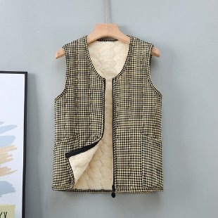 김장조끼 할머니 조끼 플리스 안감이 있는 두꺼운 꽃무늬 코튼 재킷 조끼 가을겨울 면