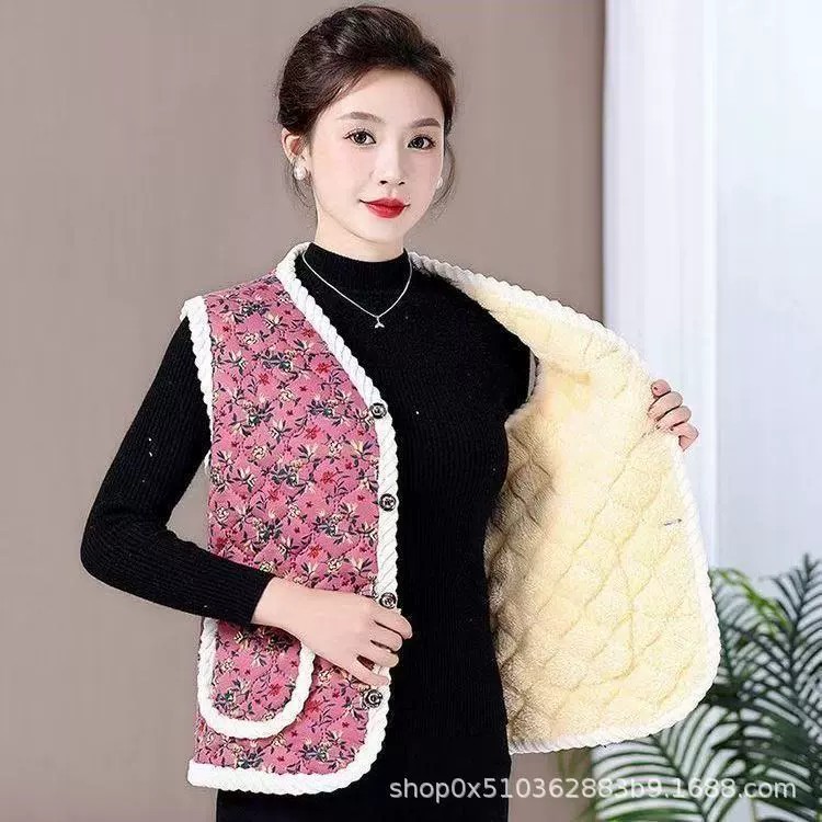 김장조끼 가을과 겨울에는 가오 씨는 두꺼운 목화 스웨트 셔츠와 중년 여성을 위한 팔이 없는