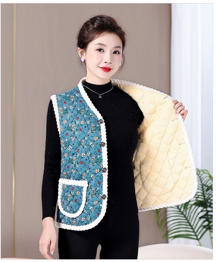 김장조끼 중노년 어머니복 벨벳 조끼 민소매 조끼 편안하고 따뜻한 새 스타일의 면 의류