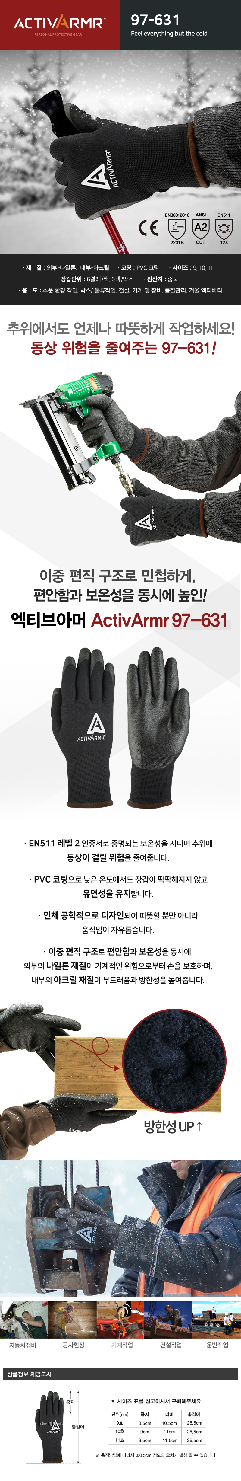 안셀엑티브아머 97-631 (PVC 코팅  방한장갑)