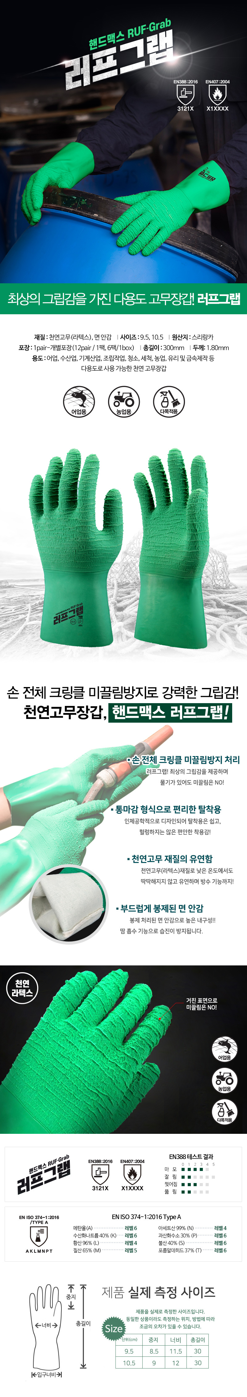 핸드맥스러프그랩 NO.311 (천연고무 손전체크링클처리)