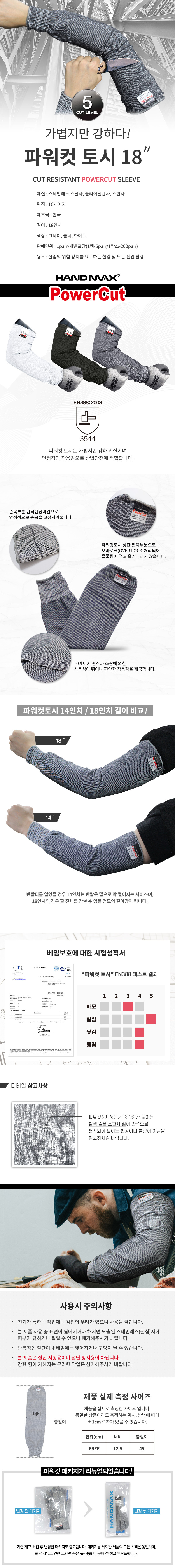 핸드맥스-파워컷토시  NO.510/511 (45cm 컷5 베임방지토시)