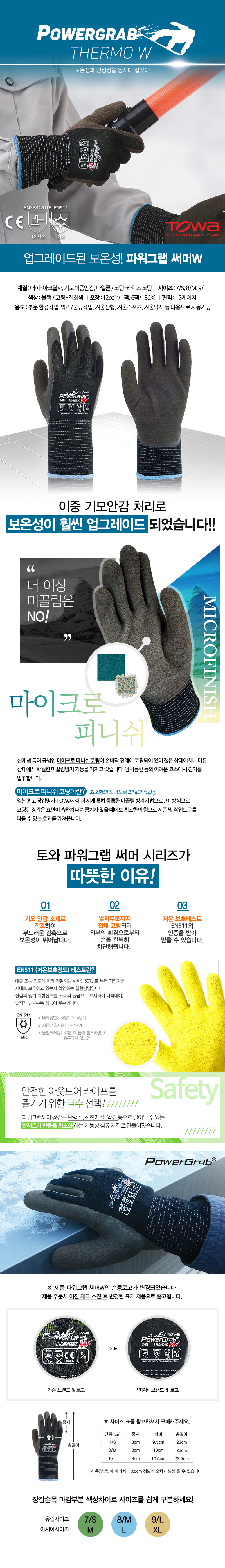 토와파워그랩써머W 방한장갑 라텍스코팅+기모