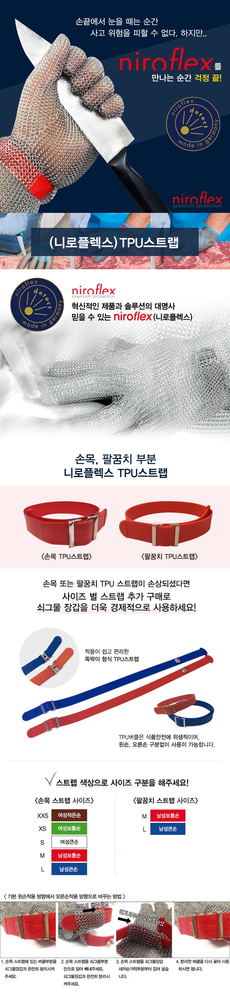 쇠그물장갑 TPU스트랩