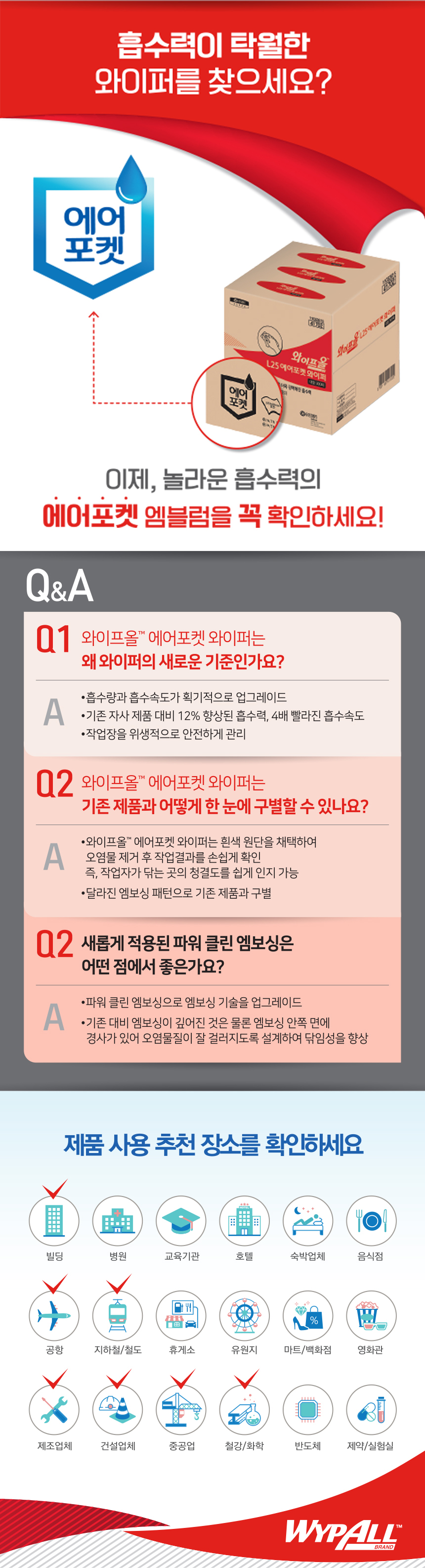 와이프올 L25 에어포켓 와이퍼 대형 300매