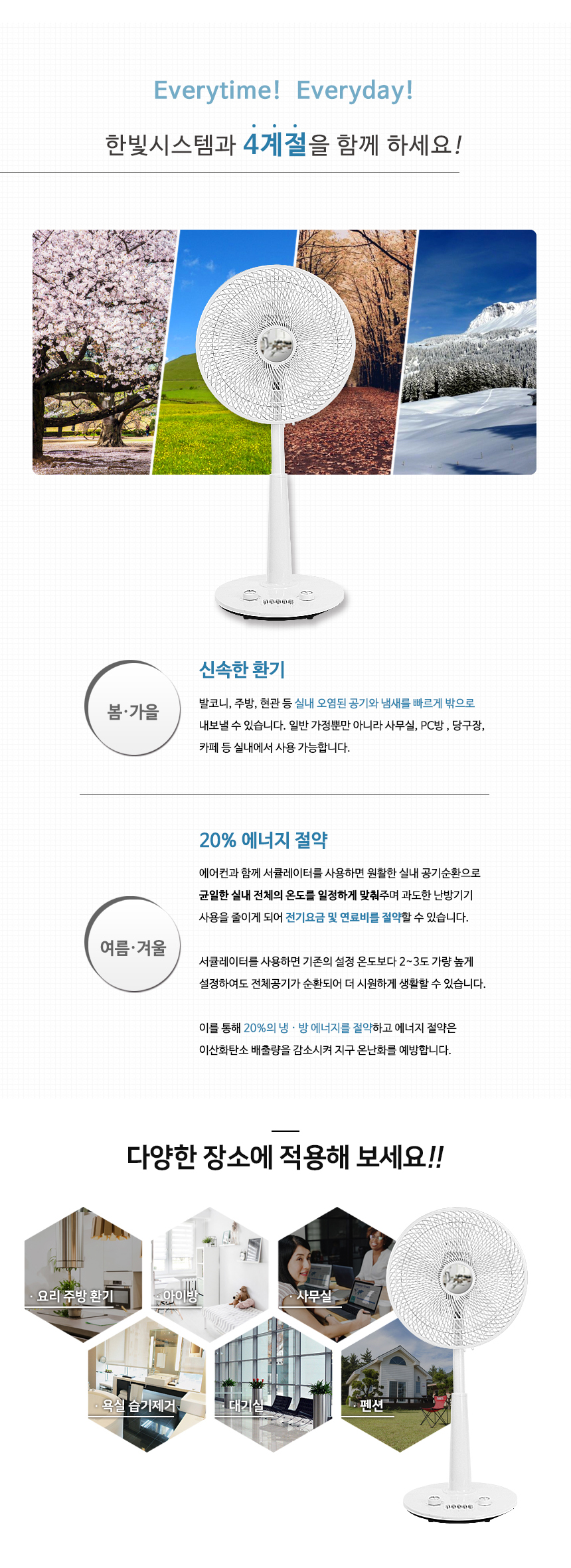 에어 서큘레이터 (기계식)HV-1407SI (화이트)자연 초미세풍