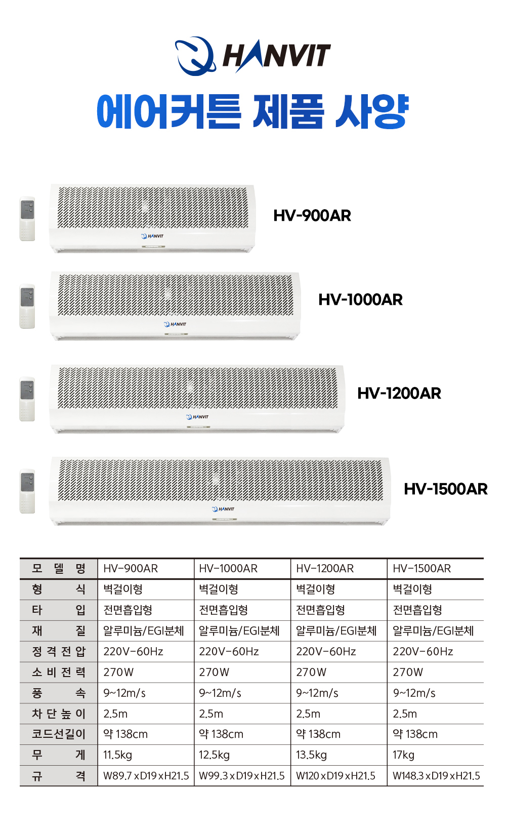 공기정화 에어커튼HV-1500AR