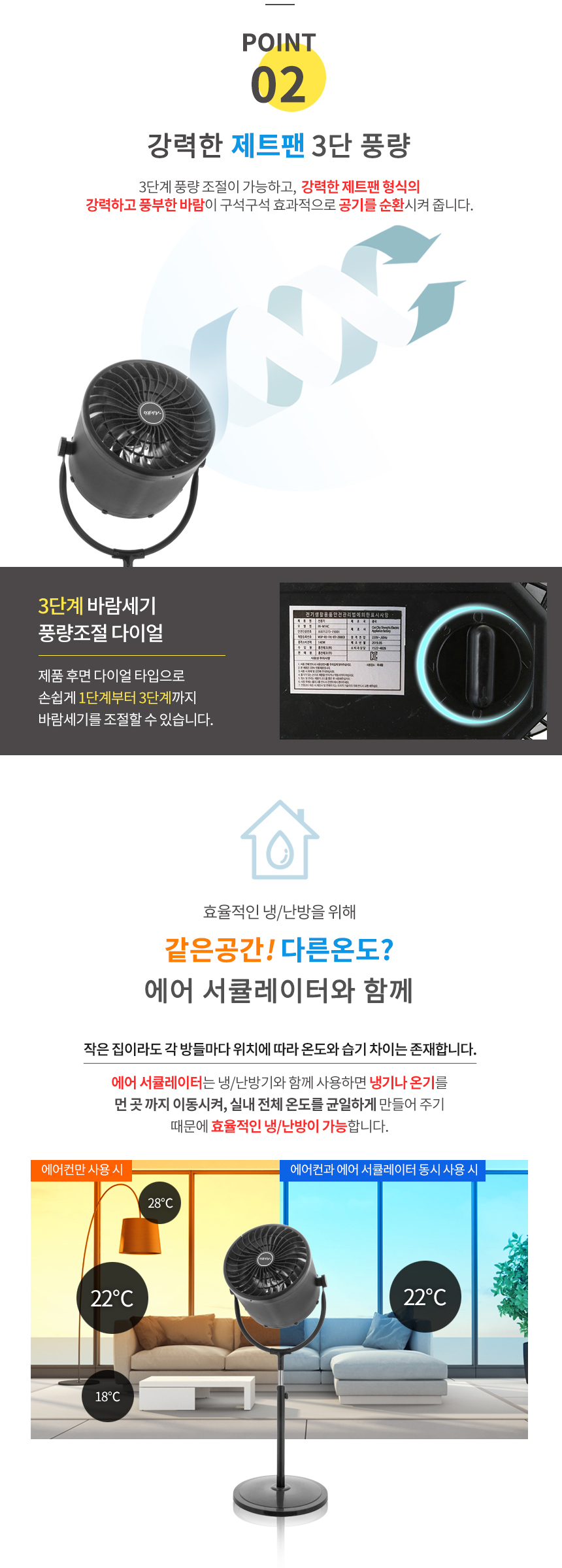 스탠드 메탈서큘레이터 공업용HV-2015S(차콜)공기순환팬