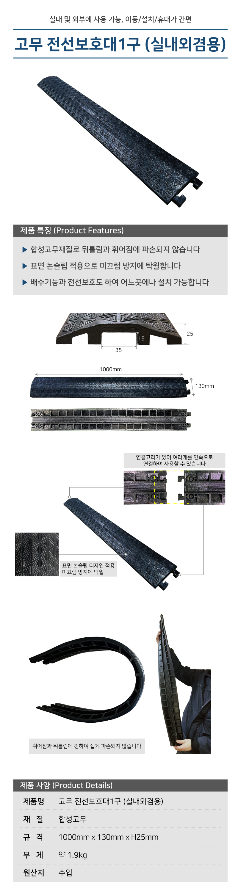고무전선보호대 1구 (실내외겸용)