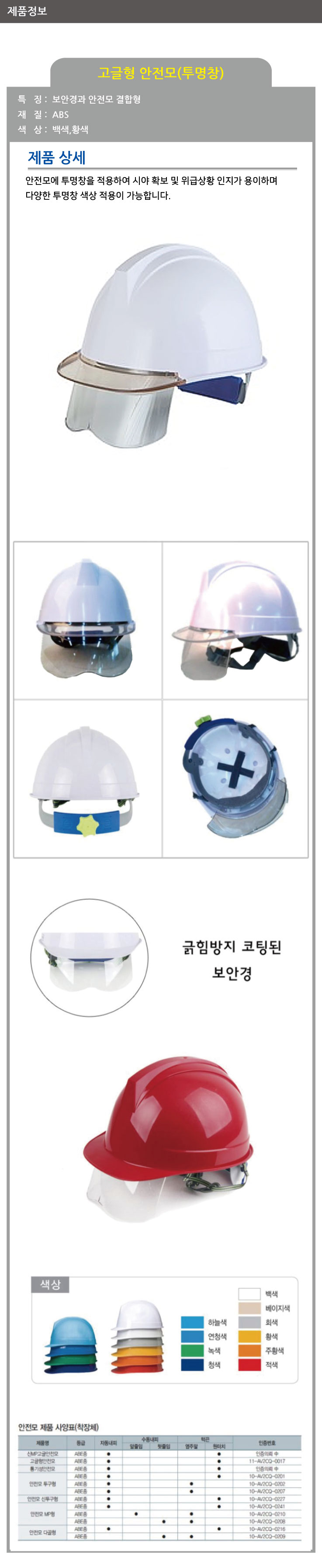 안전모K(고글형) 투명창
